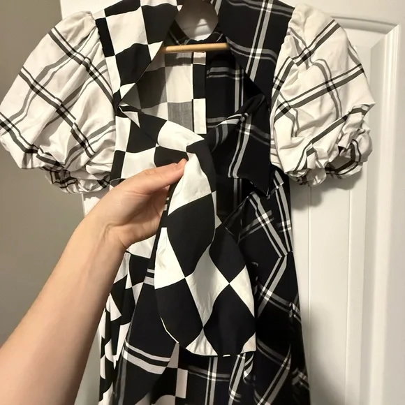 Christopher John Rogers Dress in Black and White Checkered Pattern - Picture 7 of 10